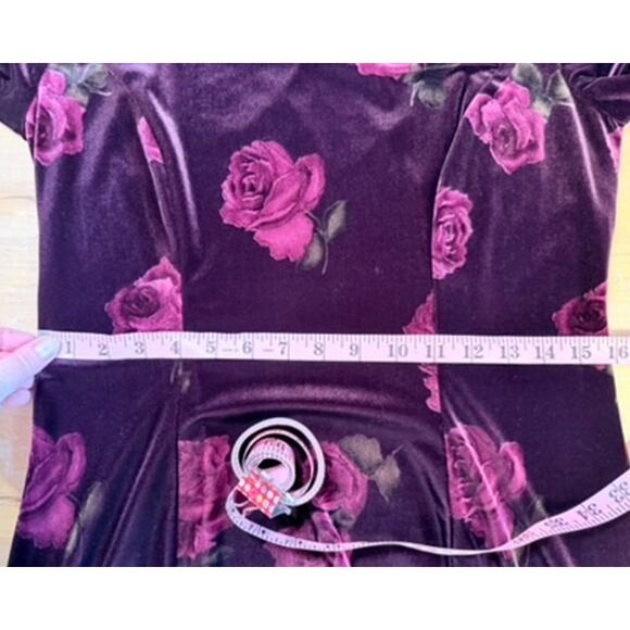 VTG 90s Square Neck Rose Print Maxi Dress Sz 10 Red Pink Floral Whimsygoth 90s - Picture 6 of 7